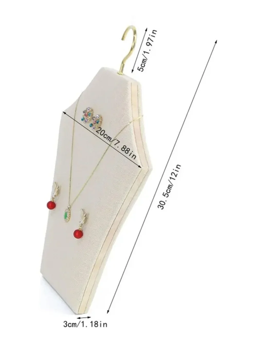 Cream Jewelry Display Bust with Gold Hook
